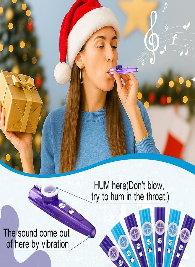Lukmaa 24 Pcs Winter Kazoos Bulk Party Favors Cute Blue White Kazoos with Penguin Polar Bear Stickers Plastic Musical Instruments for Stocking Stuffers Birthday Party Favors - Image 3