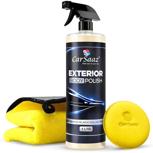 CAR SAAZ Exterior Body Polish 1 Ltr with Applicator Pad & Microfiber Cloth | Car & Bike Polish | Premium Polish & Protectant for Vehicle Exterior | Clean, Protect & Restore Surfaces Shine (Pack of 3) - Image 1