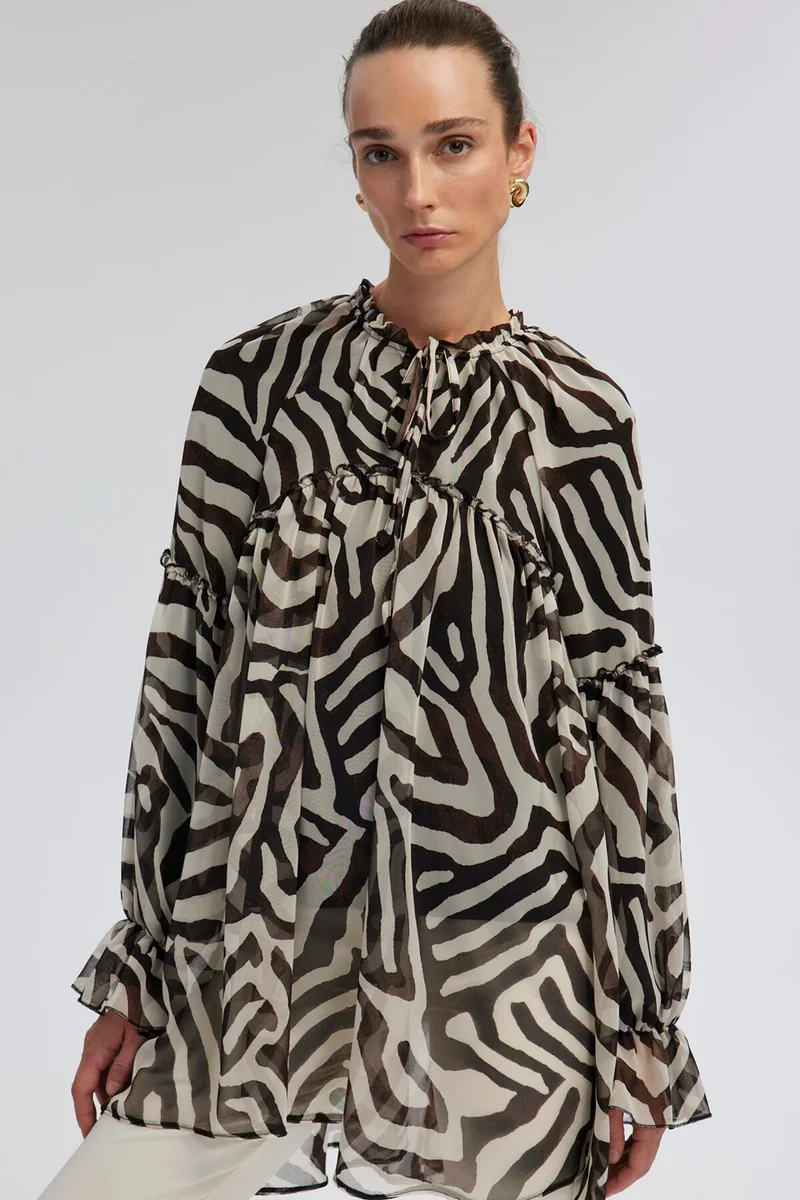 توتشي Patterned Chiffon Tunic
