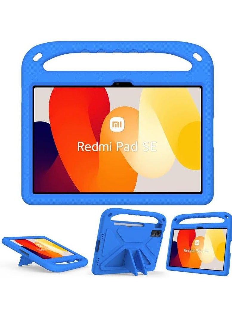 VKL Kids Case For Xiaomi Redmi Pad SE 11-Inch (2023), EVA Foam Lightweight Shockproof Duarable, Tablet Cover with Handle Stand Case For Children Firendly, Blue - Image 2