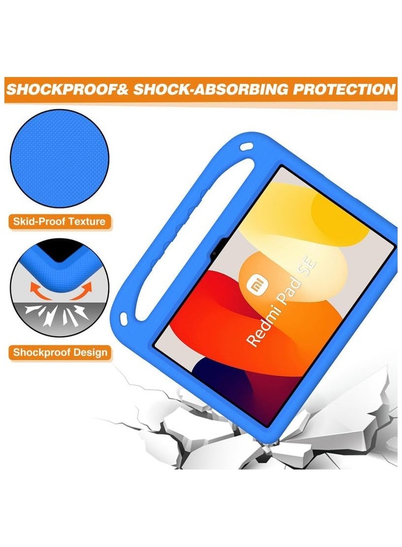 VKL Kids Case For Xiaomi Redmi Pad SE 11-Inch (2023), EVA Foam Lightweight Shockproof Duarable, Tablet Cover with Handle Stand Case For Children Firendly, Blue - Image 5
