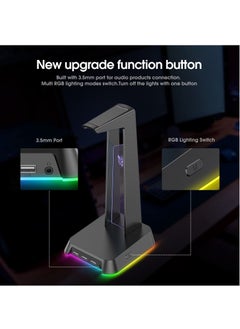 أونيكوما حامل سماعات RGB مع AUX مقاس 3.5 مم و 3 منافذ USB 2.0 ، علاقة حامل سماعة رأس للألعاب مع قاعدة مطاطية مانعة للانزلاق لسماعة الألعاب  - Image 5