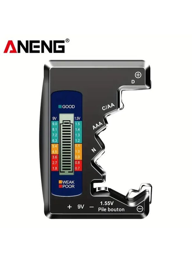 BT158 Black ANENG Digital Battery Tester LCD Display AA AAA 1 5V 9V Cell Capacity Detector Portable Probe No Power Required - Image 1