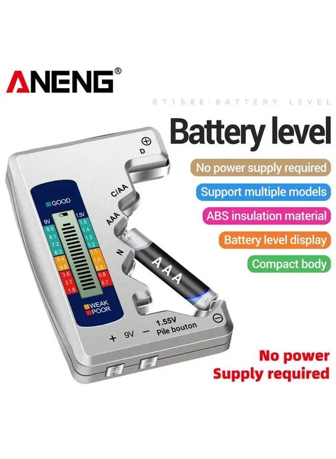 BT158 Black ANENG Digital Battery Tester LCD Display AA AAA 1 5V 9V Cell Capacity Detector Portable Probe No Power Required - Image 3