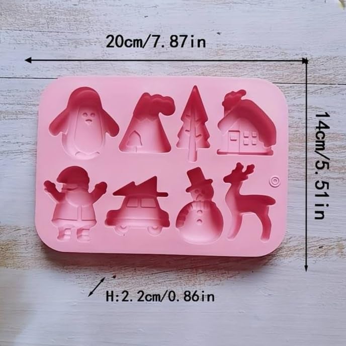 Skytail 3 Pack Christmas Chocolate Molds Candy Baking 3D Snowflake Cane Snowman Xmas Tree Gingerbread Man Santa Claus Gift Box Shape Molds for DIY Handmade Soap Candles Jelly Fondant Gummy Cake Molds - Image 3