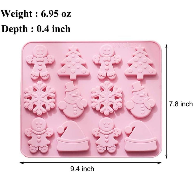Skytail 3 Pack Christmas Chocolate Molds Candy Baking 3D Snowflake Cane Snowman Xmas Tree Gingerbread Man Santa Claus Gift Box Shape Molds for DIY Handmade Soap Candles Jelly Fondant Gummy Cake Molds - Image 4