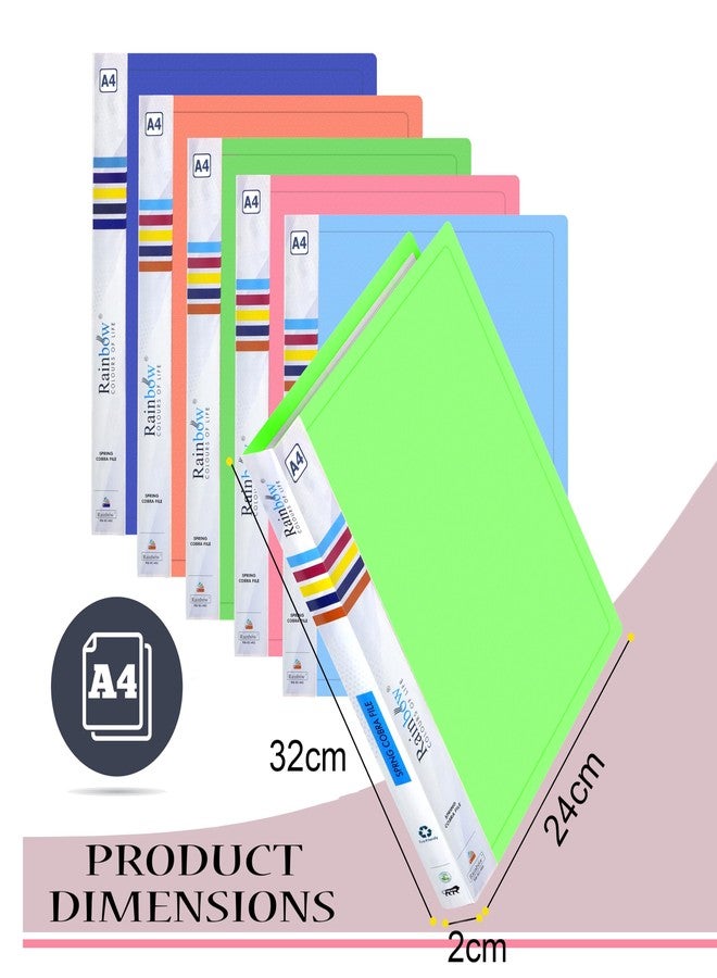 Shuban 2 Pack Durable Plastic A4 Size Cobra Spring Clip File Folder, File for Document Holder Certificates Holder- Assorted Color - Image 2