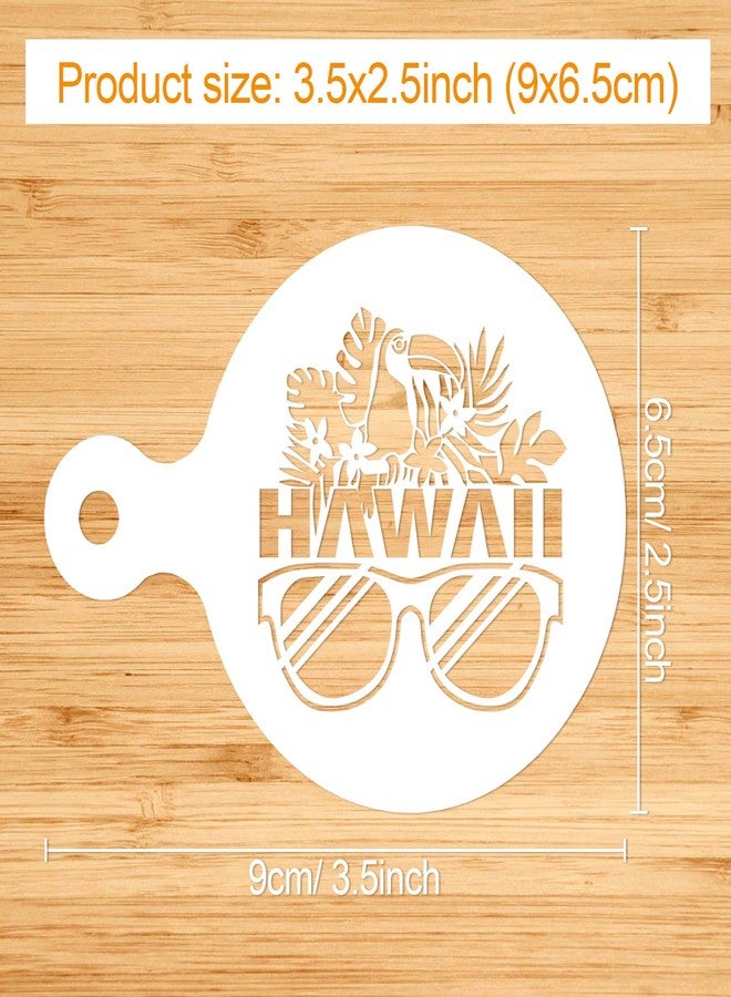 Konsait Baking Stencil Cake Decorating Molds, Hawaiian Aloha Luau Themed Cookie Coffee Dessert Template Stencils for Summer Beach Surfing Party Favors Party Decoration Supplies - Image 2