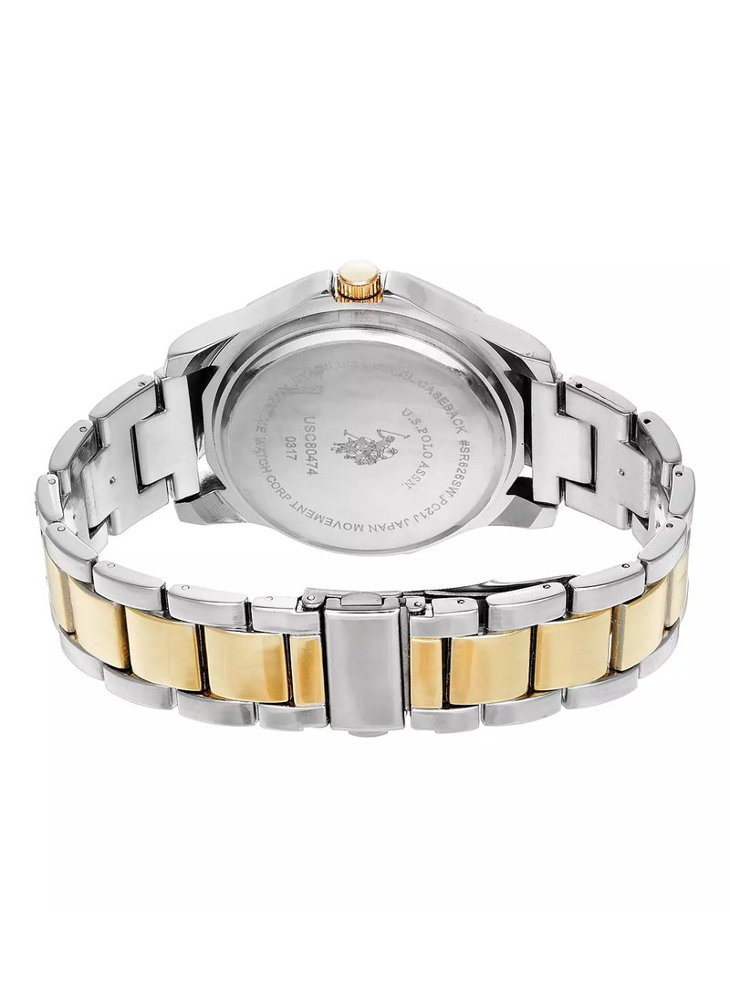 U.S. Polo Assn. Mens Vintage Classic Watch in Gold and Silver-Tone with Black Dial USC80474 - Image 3