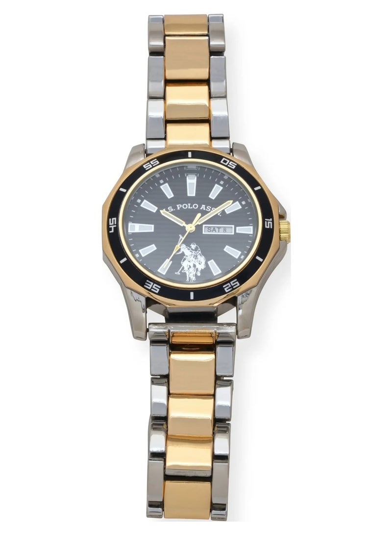 U.S. Polo Assn. Mens Vintage Classic Watch in Gold and Silver-Tone with Black Dial USC80474 - Image 4