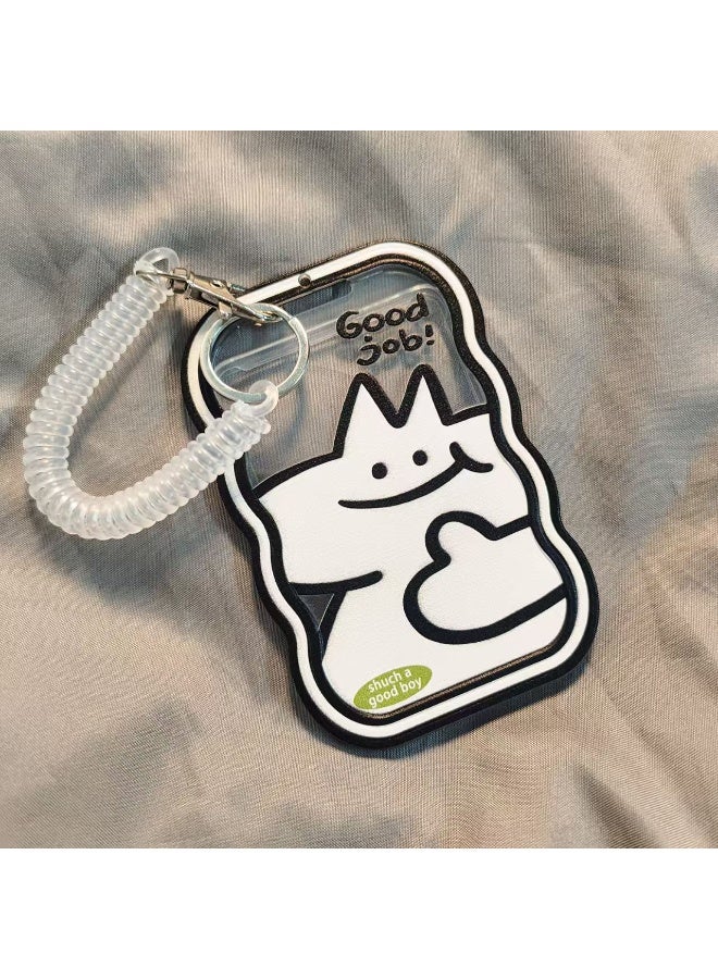 NIBEMINENT 1 - Piece Good Job Kpop Photo Card Holder Pendant Key Chain ID Badge Holder ID Card Holder Photo Card Protector for School ID Office ID Access Card for Women Girls