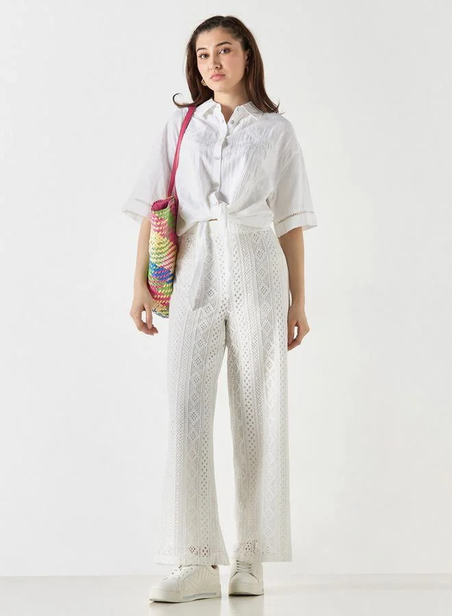 لي كوبر قميص مطرّز بأكمام قصيرة من لي كوبر