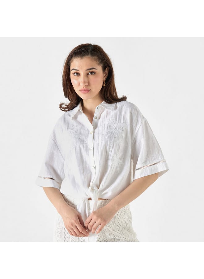Lee Cooper Lee Cooper Embroidered Shirt with Short Sleeves  - Image 1