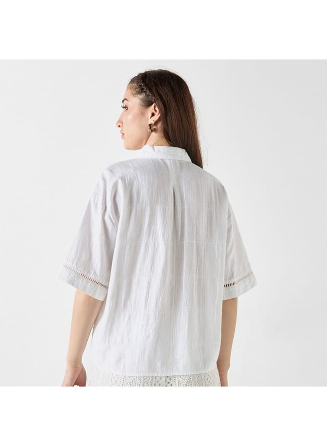 Lee Cooper Lee Cooper Embroidered Shirt with Short Sleeves  - Image 3