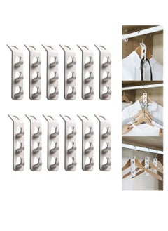 Y&D Clothes Hanger Connector Hooks, Cascading Pace Saving Series Multi-function Multi-layer Wall Chest Hook, Hangers Space Plastic (12 Pcs)  - Image 1