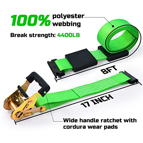 Trekassy Wheel Chock Tie-Down Kit with Rubber Blocks, (4,400lb Break Strength) Heavy Duty E Track Trailer Tire Straps for ATV, UTV, Lawn Mower- 2 Pack - Image 4