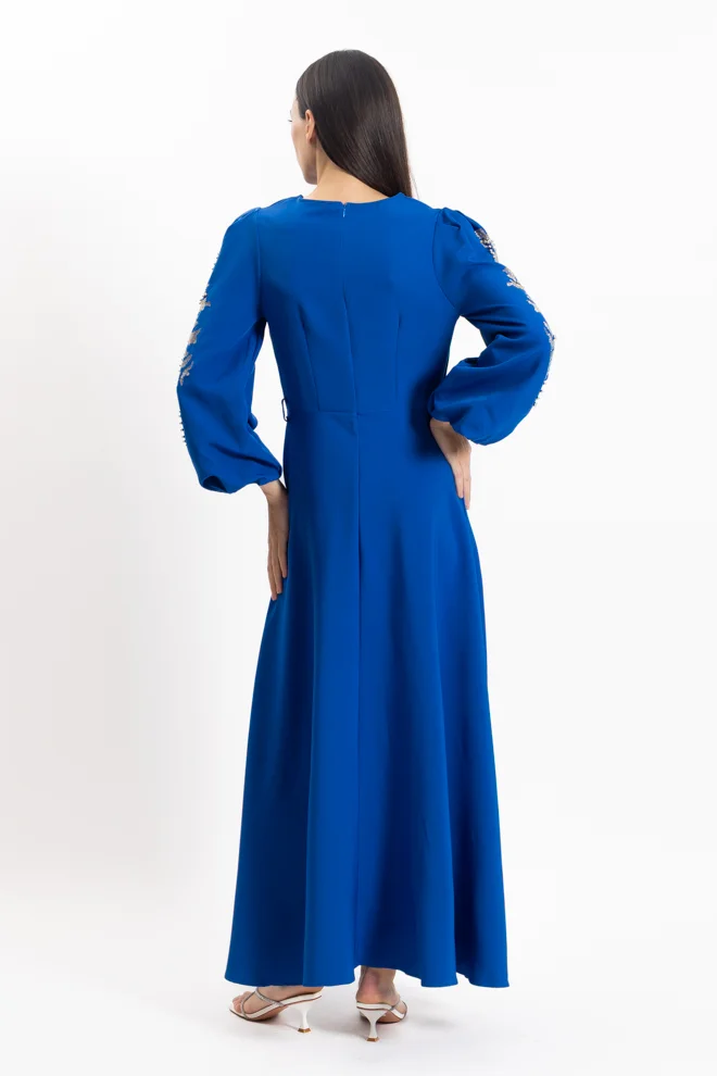 Shapes royal blue Embellished Sleeve Gown Dress for Women | Best Price UAE