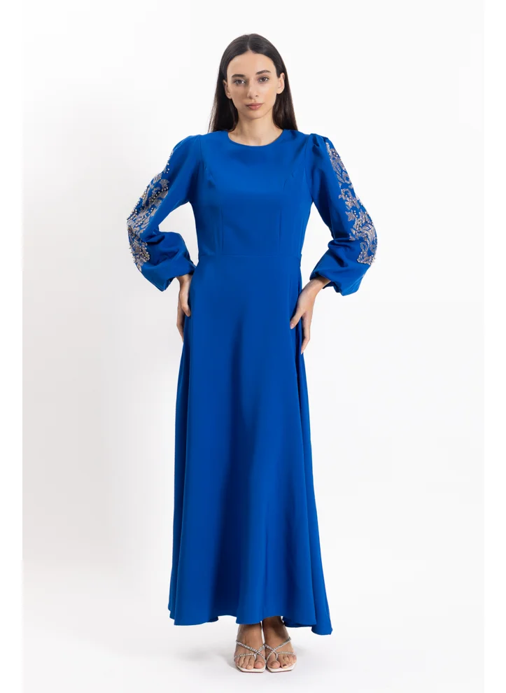 SHAPES DETAILED STUDDED MIDI DRESS