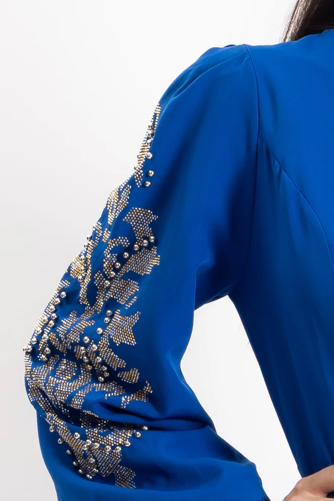 Shapes royal blue Embellished Sleeve Gown Dress for Women | Best Price UAE