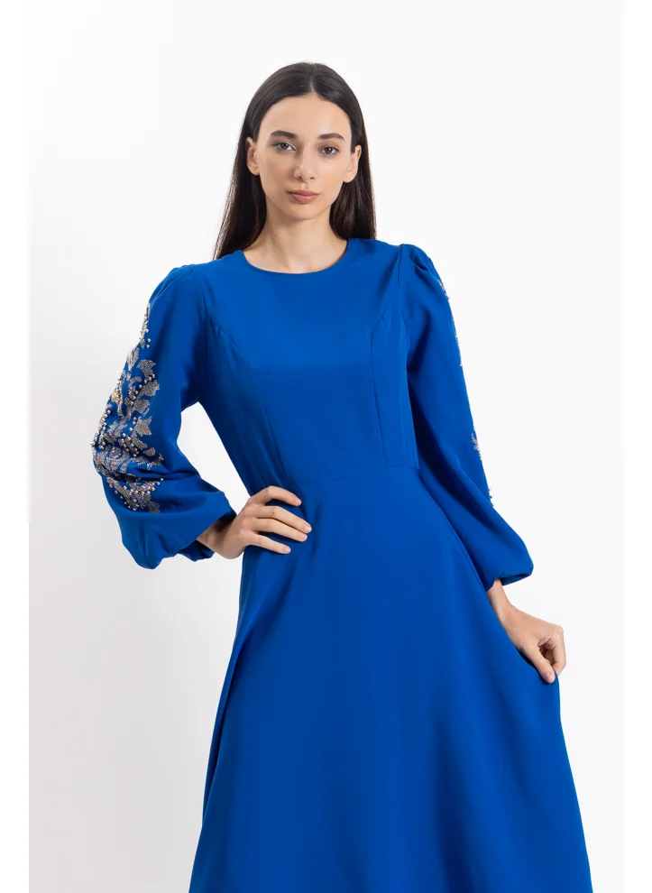 SHAPES DETAILED STUDDED MIDI DRESS