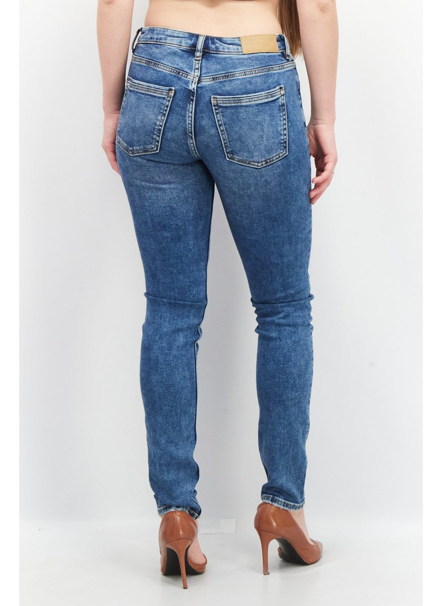EDC Women Slim Fit MId Rise Stretchable Jeans, Blue  - Image 2