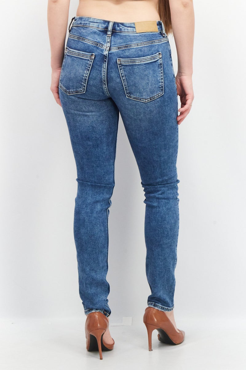 EDC Women Slim Fit MId Rise Stretchable Jeans, Blue - Image 4