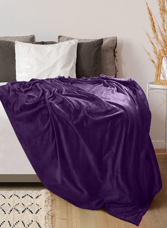 Utopia Bedding Fleece Blanket Queen Size Purple 300GSM Luxury Bed Blanket Anti-Static Fuzzy Soft Blanket Microfiber (90x90 Inches) - Image 1