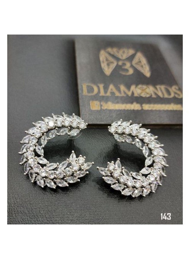 Cubic Zirconia Hoop Earrings, Platinum & Rhodium Plated, Bright Sparkle