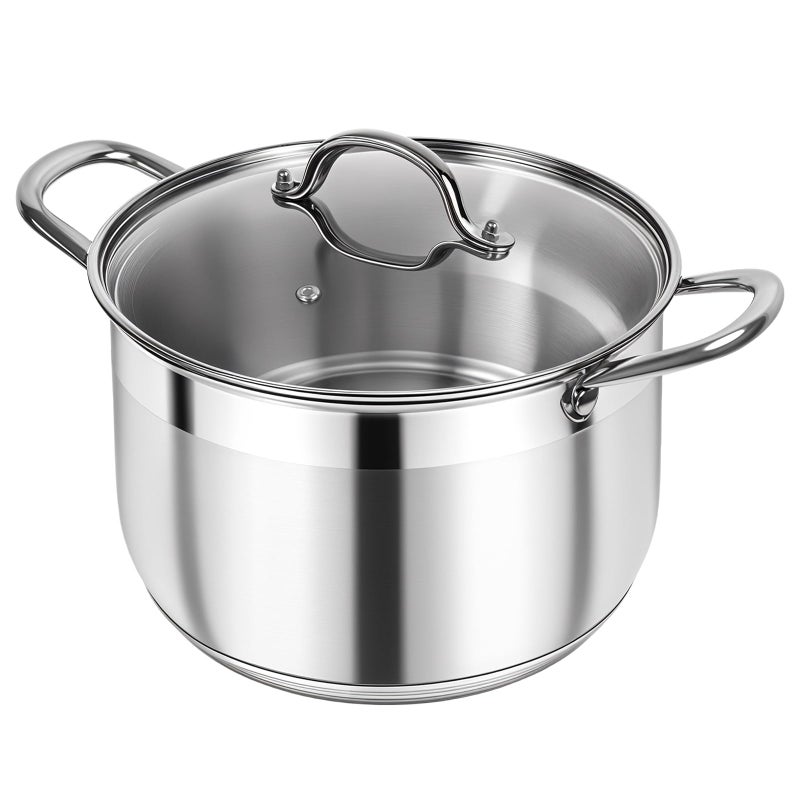 Kirecoo Stainless Steel Stock Pot - 12 Quart Heavy Duty Stock Cooking Pot with Visible Lid for Pasta, Soup, Spaghetti, Nonstick Thick Bottom Big Stockpot, Cookware for Canning, Boiling, Simmer - Image 1
