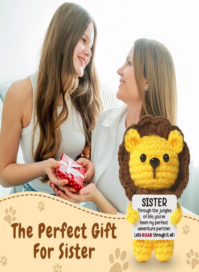 Hudiegify Mini Crochet Lion Positive for Sister - Handmade Emotional Cute Crochet Lions Plush, Idea Birthday Sisters Present from Adult Sisters for Birthday - Image 5