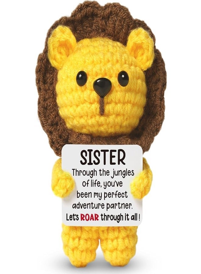 Hudiegify Mini Crochet Lion Positive for Sister - Handmade Emotional Cute Crochet Lions Plush, Idea Birthday Sisters Present from Adult Sisters for Birthday - Image 1