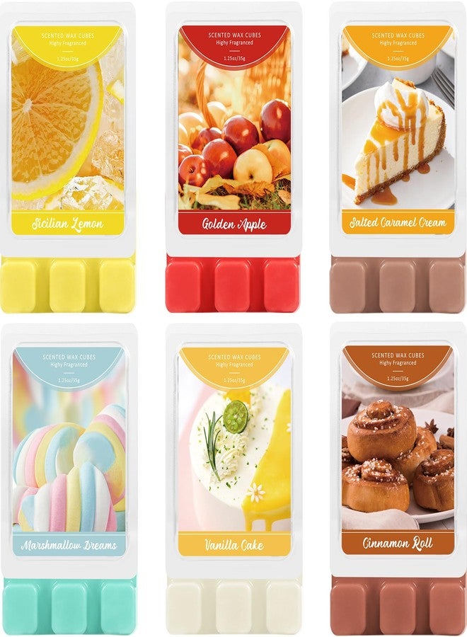 SCENTORINI Wax Melts, 6 Pack Summer Scented Wax Cubes, Soy Candle Wax Tarts for Wax Warmers, Sicilian Lemon, Golden Apple, Vanilla Cake, Cinnamon Roll, Salted Caramel Cream, Marshmallow Dreams - Image 1