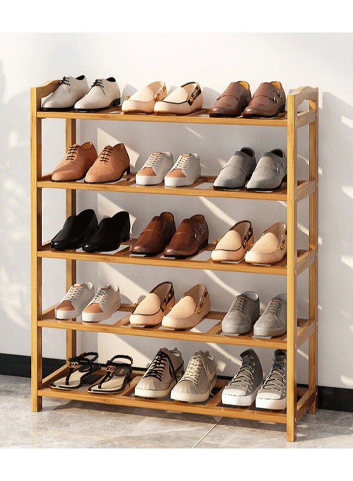 dida-cosmos Simple Storage Multi-Layer Home Shoe Rack, 5-Layer Bamboo Storage Rack, 60 x 25 x 85cm - Image 1