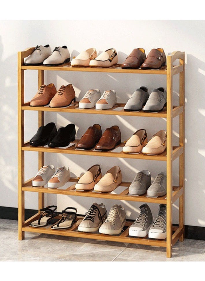 dida-cosmos - Simple Storage Multi-Layer Home Shoe Rack, 5-Layer Bamboo Storage Rack, 60 x 25 x 85cm - Image 1