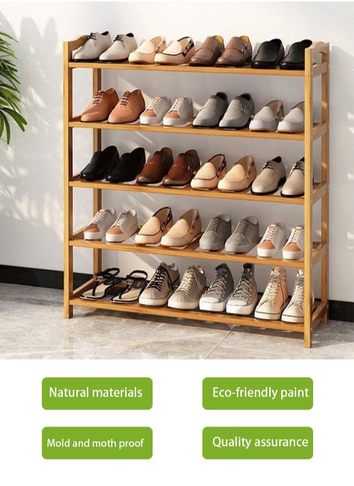 dida-cosmos - Simple Storage Multi-Layer Home Shoe Rack, 5-Layer Bamboo Storage Rack, 60 x 25 x 85cm - Image 1