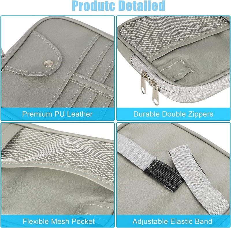 KASTWAVE Car Sun Visor Organizer, KASTWAVE Auto Leather Pocket Organizer Storage Pouch Registration Holder with Multi-Pocket Net Zipper for Car Truck SUV Card License Pen Key Document Sunglasses Interior - Image 4