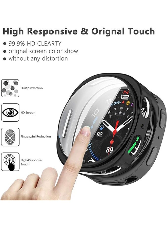 2 Pcs, Compatible with Samsung Galaxy Watch 8 40 mm Protective Case, Anti-Drop, Anti-Scratch, Soft Ultra Thin TPU Full Cover Screen Protector Case for Galaxy Watch8 (Black+Transparent) - Image 3