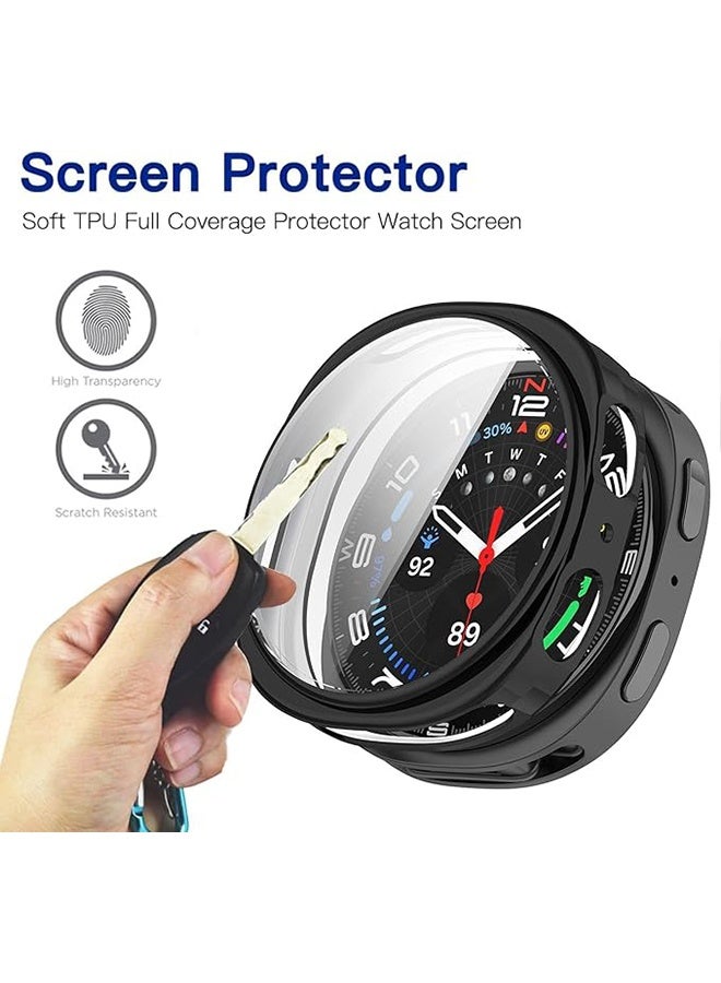 2 Pcs, Compatible with Samsung Galaxy Watch 8 40 mm Protective Case, Anti-Drop, Anti-Scratch, Soft Ultra Thin TPU Full Cover Screen Protector Case for Galaxy Watch8 (Black+Transparent) - Image 4
