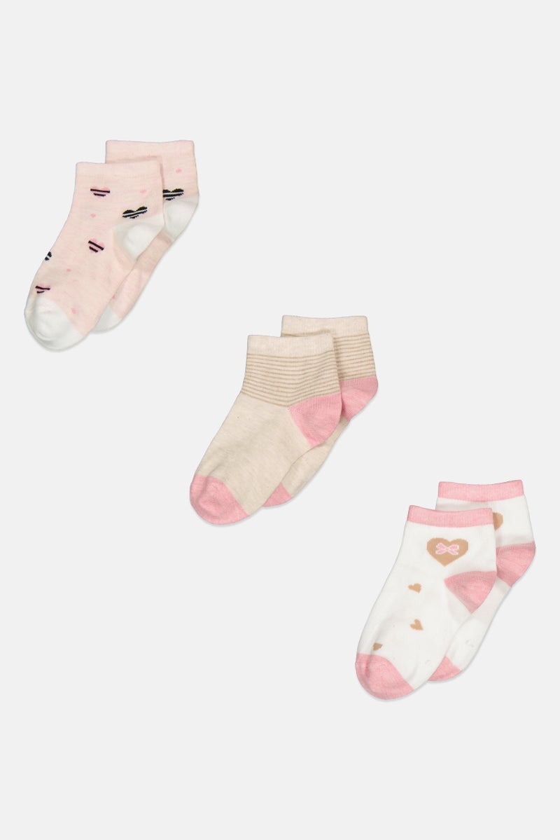 bebe Kids Girl 3Pairs Quarter Socks, Multicolor - Image 1