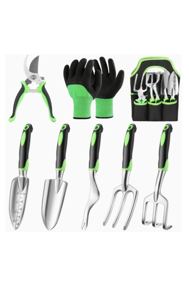 LINGWEI Premium 9-Piece Garden Tool Set with Heavy-Duty Stainless Steel Tools, Pruning Shears, Gloves & Organizer Bag - Image 1