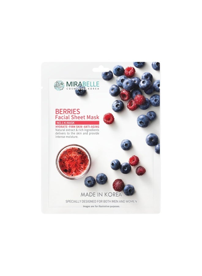 MIRABELLE Berries Facial Serum Sheet Mask | Anti-Aging & Revitalizes Skin| (Pack Of 1), 25Ml - Image 1