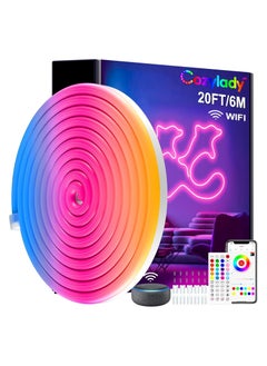 20ft/6M LED Neon Rope Lights, RGB Rope Lights Waterproof, Music Sync, Smart Wi-Fi App Control Works with Alexa, Google Assistant, DIY Design Neon Lights for Bedroom Gaming Room Wall Decor