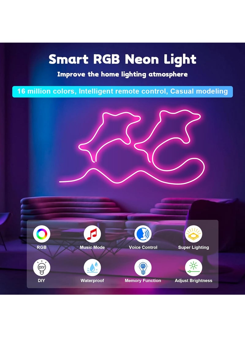 Generic - 20ft/6M LED Neon Rope Lights, RGB Rope Lights Waterproof, Music Sync, Smart Wi-Fi App Control Works with Alexa, Google Assistant, DIY Design Neon Lights for Bedroom Gaming Room Wall Decor - Image 1