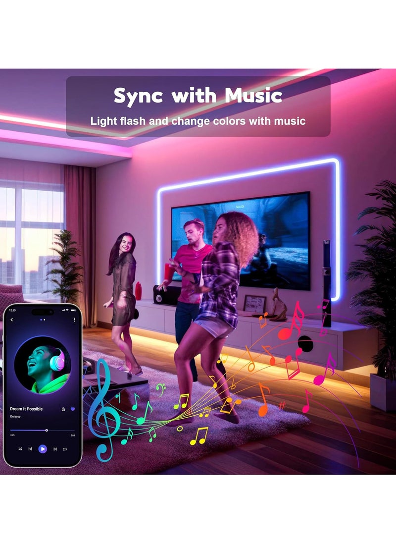 Generic - 20ft/6M LED Neon Rope Lights, RGB Rope Lights Waterproof, Music Sync, Smart Wi-Fi App Control Works with Alexa, Google Assistant, DIY Design Neon Lights for Bedroom Gaming Room Wall Decor - Image 1