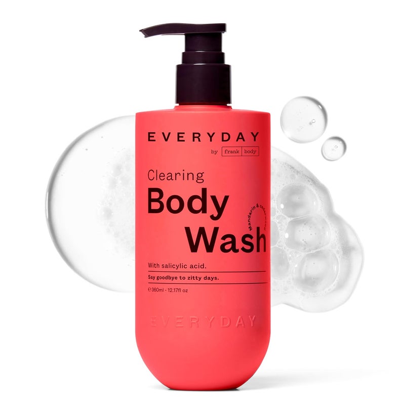 frank body Clearing Body Wash | Vegan & Cruelty Free | With Salicylic Acid for Removing Stubborn Dead Skin, Excess Oil, Black & White Heads| Mandarin & Cedarwood Scent | (360mL / 12.17 fl oz) - Image 1