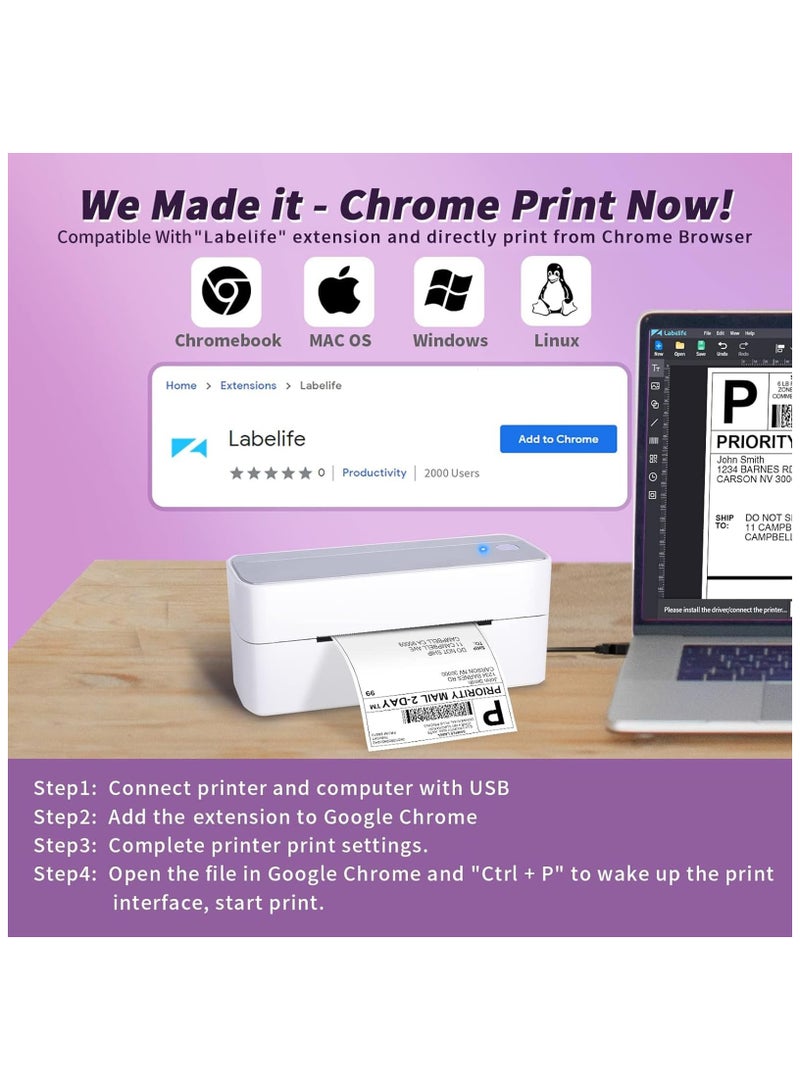 phomemo 241-BT Bluetooth Thermal Label Printer, 4X6" Wireless Shipping Label Printer for Small Business, Label Printer for Shipping Packages, Compatible with iPhone, Android (Silver) - Image 3