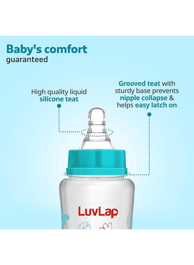 Luvlap Baby Essential Slim Neck Polypropylene and Silicone Feeding Bottle, 125Ml, Wild Flower, with anti Colic Nipple, New Born / Infants / Toddler upto 3 years, BPA Free, Green - Image 3