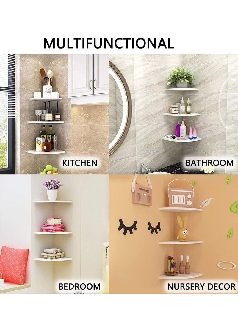 MARGOUN Floating Corner Wall Shelf 3Pcs Triangle Bookshelf Home Decor 3 Tier Display Organizer 40cm White - Image 5