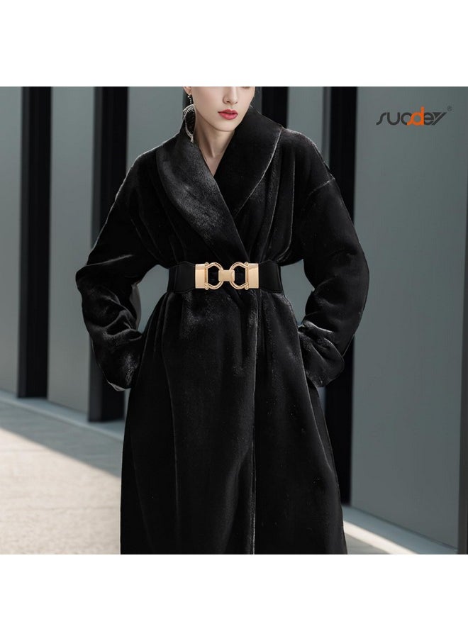 Women'S Elastic Wide Waist Belt For Dress Stretchy Leather Cinch Belt With Gold Buckle - pzsku/Z2AEC3957FF39BF6ABE23Z/45/_/1718301558/1b8a9a5e-437b-4492-8ab1-f658082d7eec