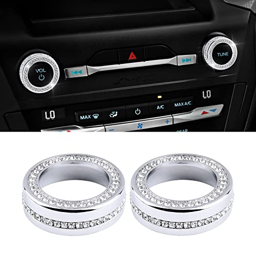 PIFOOG Bling Accessories for Ford Explorer 2020 2021 2022 2023 Volume Knob Cover VOL Tune Button Decals Car Interior Parts Sparkly Girly Men Crystal Metal 2PCS - Image 1